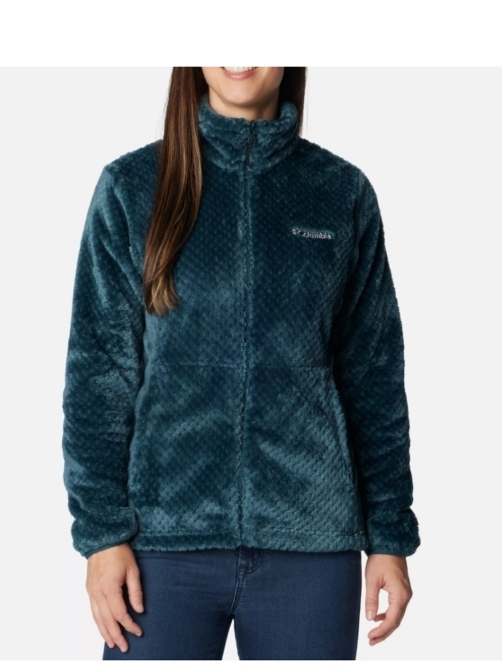 Columbia beech forest dark teal full zip fleece sherpa jacket